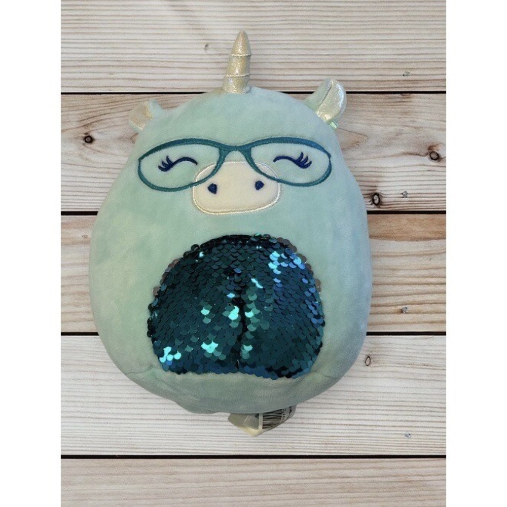 Squishmallows 8" Nyla the Unicorn Teal Blue Stuffed Plush‎ Glasses & Sequins
